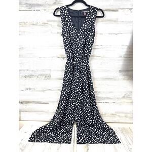 Karl Lagerfeld Paris Womens 8 Tie-Waist Wide-Leg Cropped Polka-Dot Jumpsuit NEW